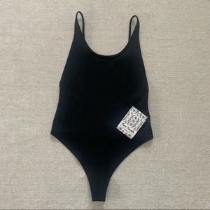 Free People Movement Got Sculpt Black Leotard NWT thong Bodysuit XS